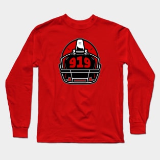 Retro Football Helmet 919 Area Code Raleigh North Carolina Football Long Sleeve T-Shirt